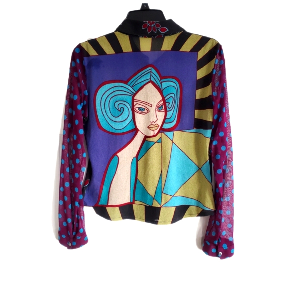 Beautiful Jesire Print Mesh Long Sleeve Shirt